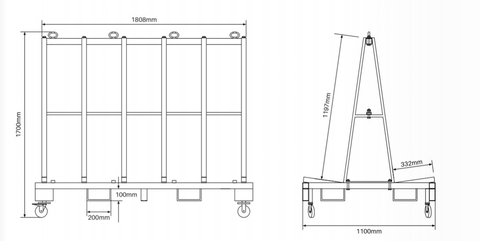 A frame trolley, glass trolley, a frame for stone,hot dip galvanised with straps