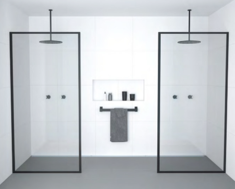 Framed Walk in Shower Screen, 3 width options. Shower Panel, Chrome Frame