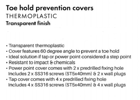 60 Degree pool fence safety cover, toe hold prevention, tap cover, power point cover , Thermoplastic