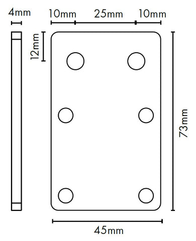 Mounting Plate for Bottom Rail - Pack of 2 - 45x73x2mm