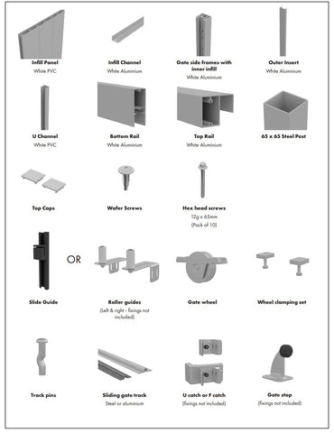 PVC Full privacy Sliding gate, Hampton Fence Gate, PVC, up to 2100 x 6180mm