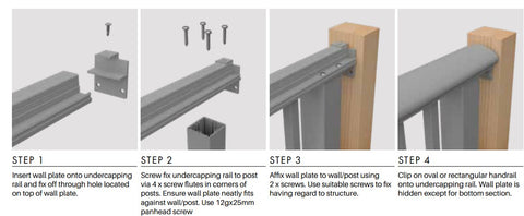 Aluminium Wall Plate - Suits Oval & Rectangular Handrail