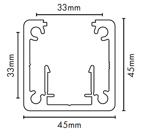 5800mm Long Bottom Rail - 45x45x3mm