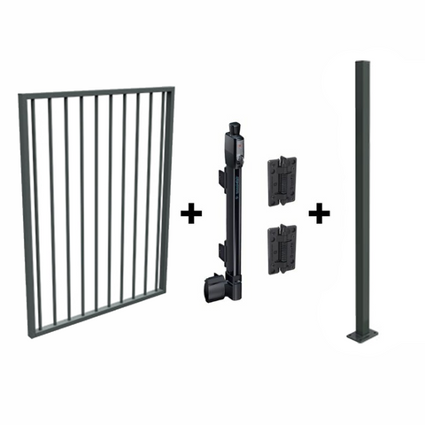 Pool Safe Gate Kit -  Aluminium Pool Gate Package - with flanged 1300mm latch post to bolt down option.