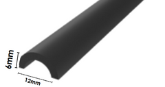 Frameless shower aluminium water bar, floor seal - Black Anodised