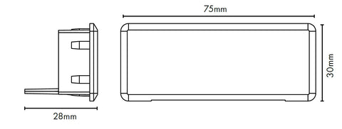 Rectangular End Cap - Suits 75x30mm Rectangular Handrail