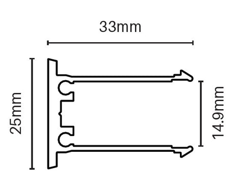 Aluminium BATTEN EXTRUSIONS - 30mm x 25mm clip