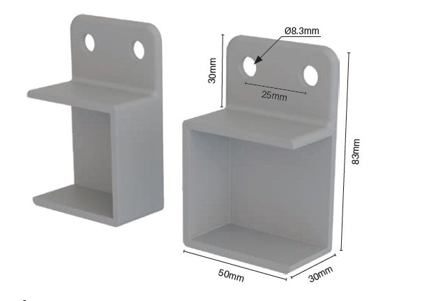 Aluminium horizontal bracket Pack of 2 - includes 8x tek screws OPEN SIDE