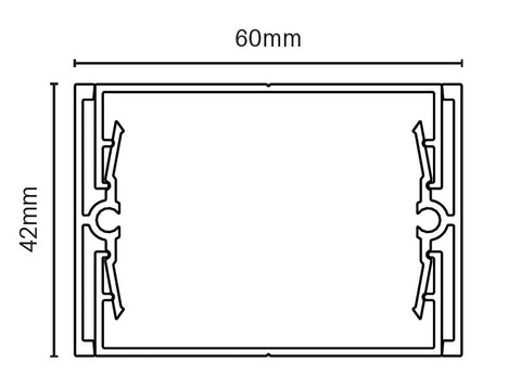 Centre support rail 60mm x 42mm NIL SPACING 5800MM LONG