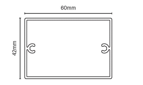 Slotted mid-rail 60mm x 42mm 9MM SPACING 5800MM LONG