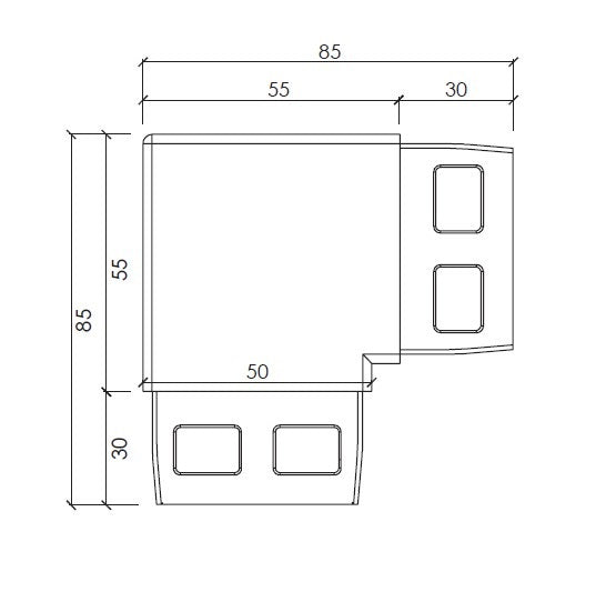 50X25MM EURO OFFSET90 Degrees JOINER
