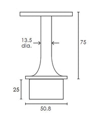 MOD 50 - ROUND 316 STAINLESS STEEL RAIL SUPPORT - FIXED FLAT SADDLE