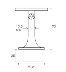 MOD 50 - ROUND 316 STAINLESS STEEL RAIL SUPPORT - SWIVEL FLAT SADDLE