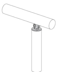 MOD 50 - RAIL SUPPORT BALL JOINER ROUND WITH SWIVEL CURVED SADDLE 316 STAINLESS STEEL