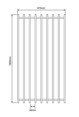 BARR 50 x 25 Aluminium Blade Gate – 1800mm H x 975mm W - White / Black, Pool Safe, Batten Gate