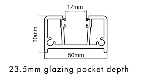 Half post 1400mm or 5800mm high - Aluminium semi frameless pool fencing / balustrade post