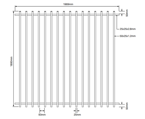 BARR Fence Panel, Aluminium Blade Fence Panel – 1800mm H x 1969mm W - White / Black, Pool Safe , Batten Fence