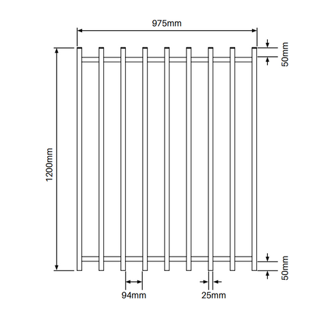 BARR 50 x 25 Aluminium Blade Gate – 1200mm H x 975mm W - White / Black - Pool Safe -  Batten Gate