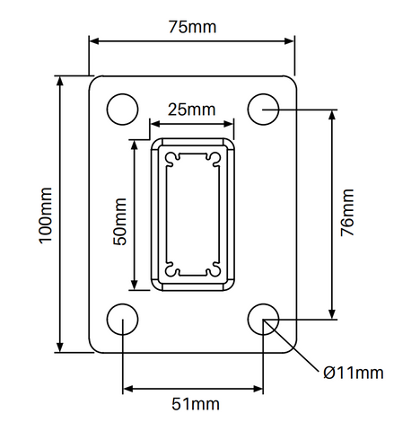 Post With Welded Base Plate – 1280mm Long - White / Black