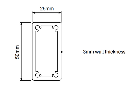 Post – 2500mm Long - White / Black