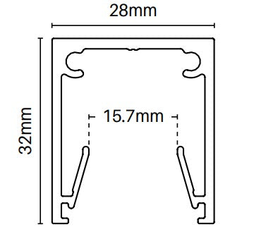 U channel Side frame 28mm x 32mm 6000MM LONG for slats, push fit