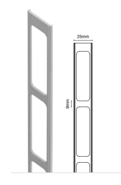 9MM SPACING Aluminium slat gap insert 2100MM LONG