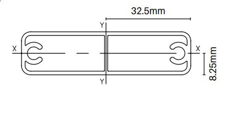 Aluminium Slats 65mm x 16.5mm gate  slat with centre web & 2x screw flutes 6100MM LONG