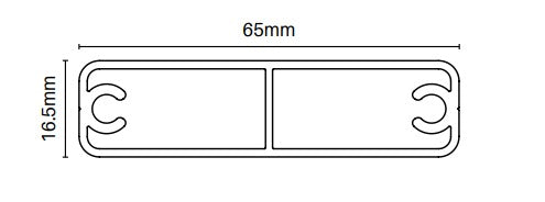 Alumawood Timber Look slat, 65mm x 16.5mm gate slat with centre web & 2x screw flutes 5800MM LONG