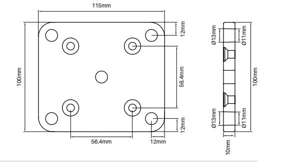 Alumawood Terrain Colour 65x65mm post base plate set POWDER COATED ALUMINIUM