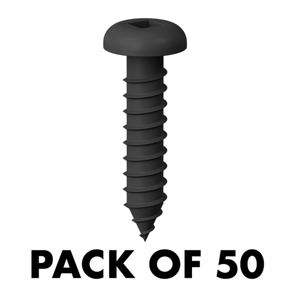 12g x 25mm - Panhead Screw with Square Drive Head - Pack of 50