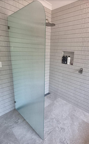 Radius Corner Fluted, Frameless Shower Screen Fixed Panel