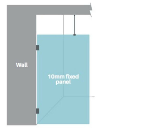 Matt black vertical shower screen support arm, Frameless shower screen ceiling arm