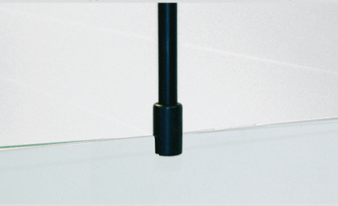 Matt black vertical shower screen support arm, Frameless shower screen ceiling arm