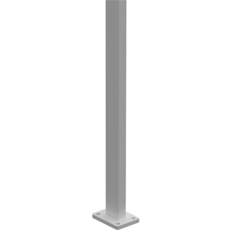 Post With Welded Base Plate – 1280mm Long - White / Black