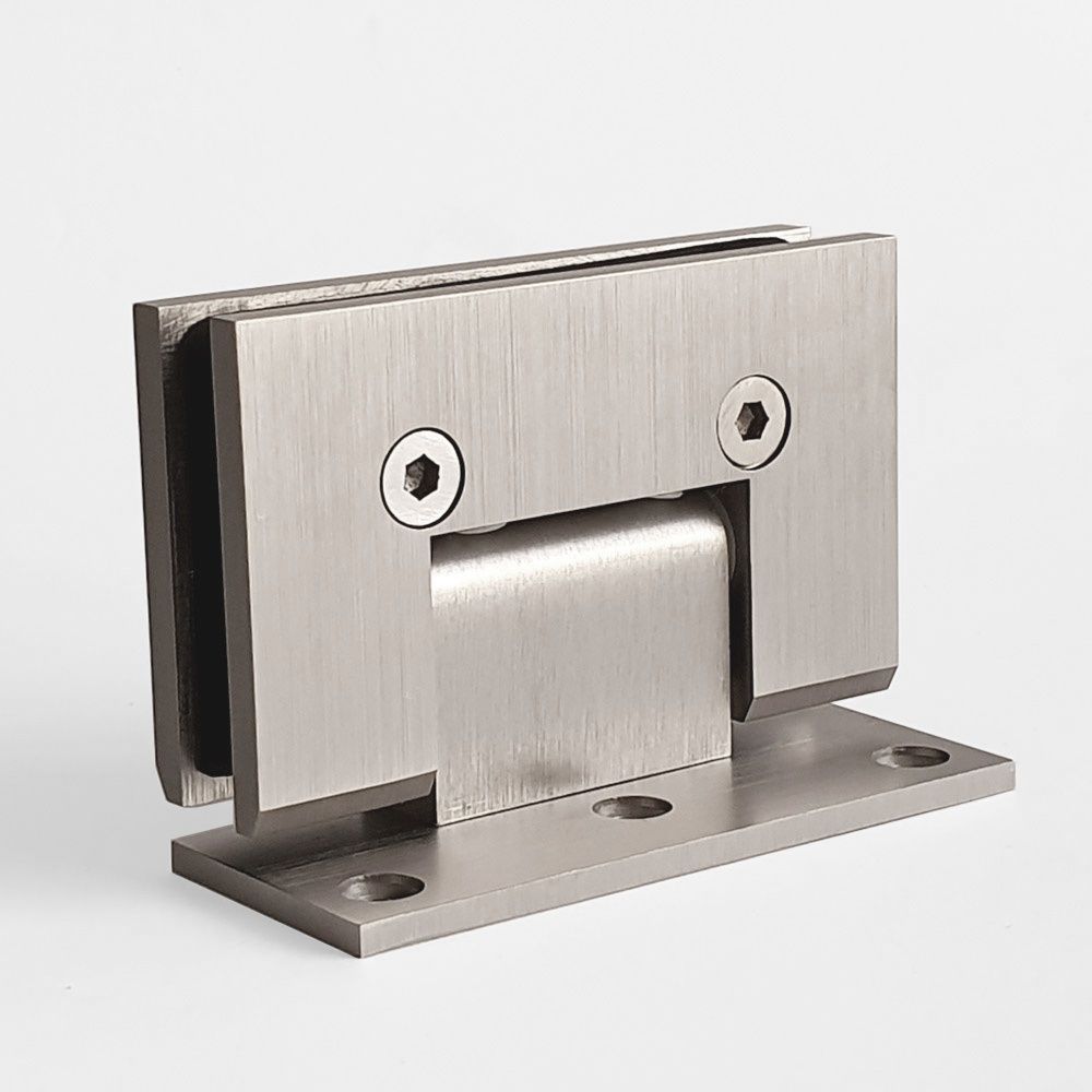 FORGE BRUSHED NICKEL SHOWER HINGE GLASS TO WALL L-SHAPE 90 Degrees 10mm glass - Brushed Nickel