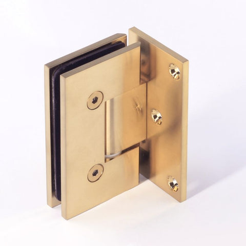 FORGE SHOWER HINGE HEAVY DUTY GLASS TO WALL L-SHAPE 90 DEGREE - Brushed Brass