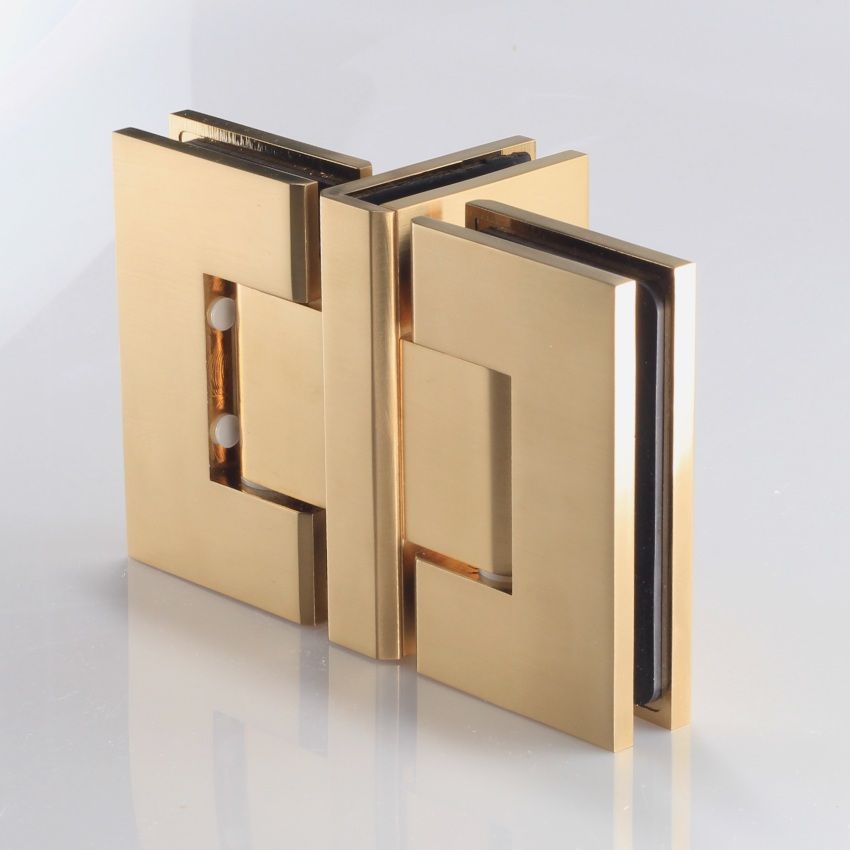 FORGE SHOWER HINGE GLASS TO GLASS BACK TO BACK  10mm glass - Brushed Brass