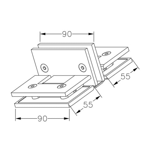 FORGE SHOWER HINGE GLASS TO GLASS BACK TO BACK  10mm glass - Matt Black