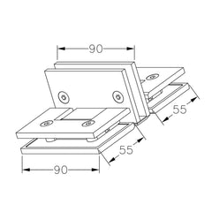 FORGE SHOWER HINGE GLASS TO GLASS BACK TO BACK 10mm glass - Matt Black