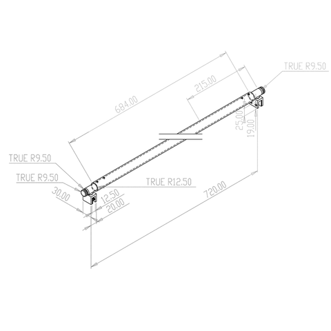 SHOWER BRACING BAR GLASS TO GLASS 725-995MM   EXTENDABLE