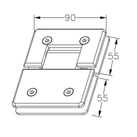 FORGE SHOWER HINGE BEVELLED GLASS TO GLASS 180 DEGREE 10mm glass - Chrome