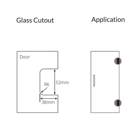 FORGE SHOWER HINGE MICRO GLASS TO WALL L-SHAPE 90 DEGREE  6mm and 8mm glass - Chrome