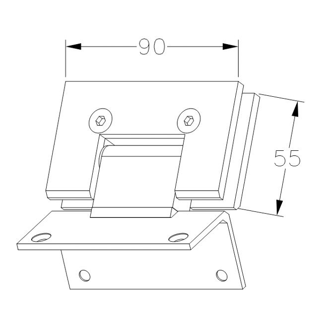 FORGE SHOWER HINGE GLASS TO WALL 135 Degrees 10mm glass - Chrome