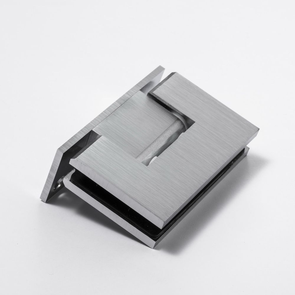 FORGE SATIN CHROME SHOWER HINGE GLASS TO WALL L-SHAPE 90 Degrees 10mm glass - Satin Chrome