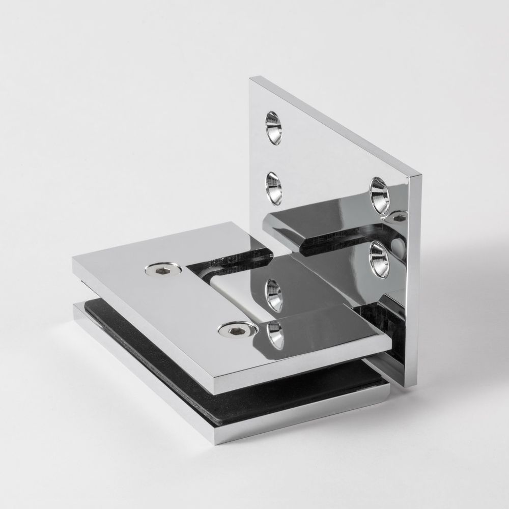 FORGE SHOWER HINGE GLASS TO WALL EXTENDED PLATE 90 Degrees - Chrome
