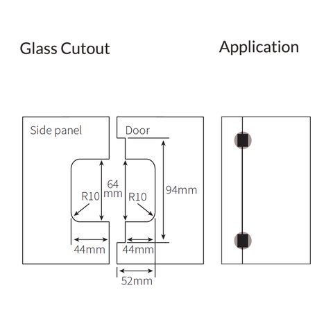 FORGE SHOWER HINGE GLASS TO GLASS 90 DEGREE  10mm glass - Brushed Nickel