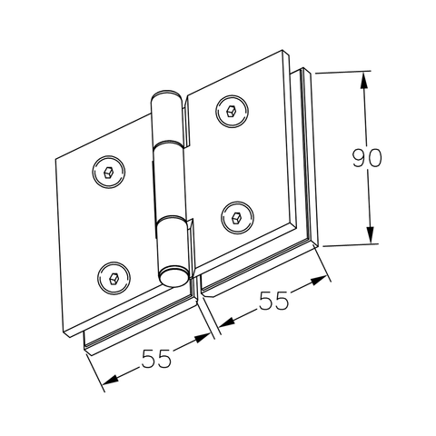 FORGE SHOWER HINGE GLASS TO GLASS BIFOLD  10mm glass - Matt Black