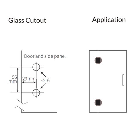 FORGE SHOWER HINGE GLASS TO GLASS BIFOLD  10mm glass - Matt Black