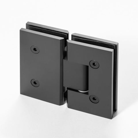 FORGE SHOWER HINGE HEAVY DUTY GLASS TO GLASS 180 DEGREE   10mm and 12mm glass glass - Matt Black