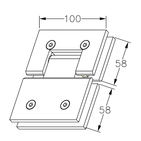 FORGE SHOWER HINGE HEAVY DUTY GLASS TO GLASS 180 DEGREE   10mm and 12mm glass glass - Brushed Nickel